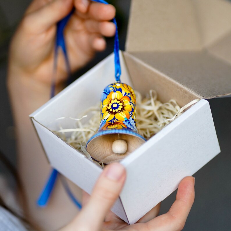 Hand painted Ukrainian Christmas bell ornament