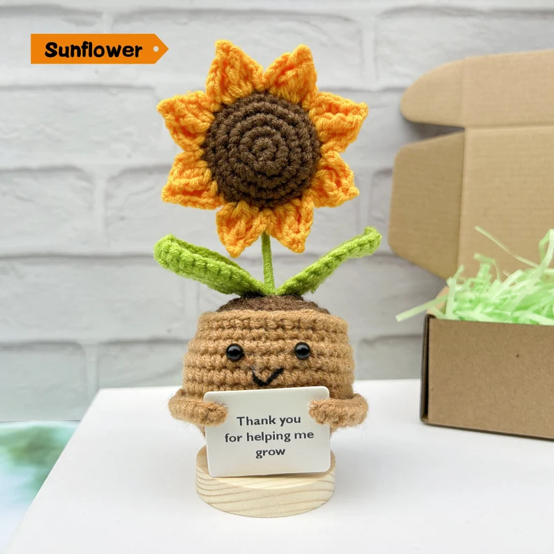 Handmade Crochet Sunflower/Heart flower/Daisy-Emotional Support Plant