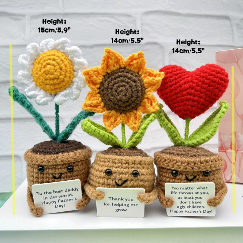 Handmade Crochet Sunflower/Heart flower/Daisy-Emotional Support Plant