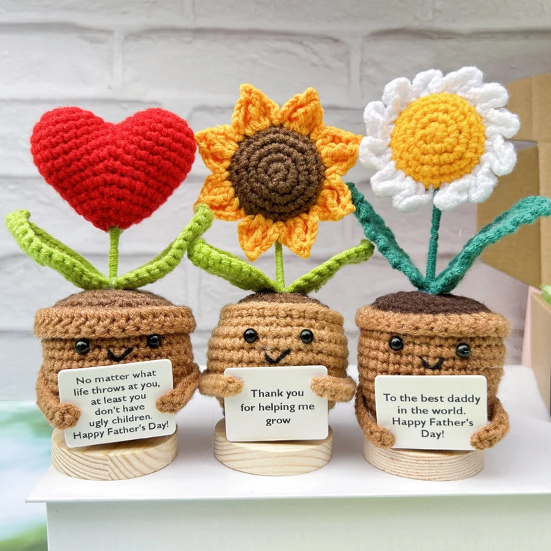 Handmade Crochet Sunflower/Heart flower/Daisy-Emotional Support Plant