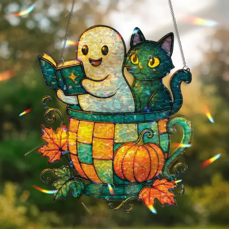 👻 Ghost & Cat Suncatcher📖