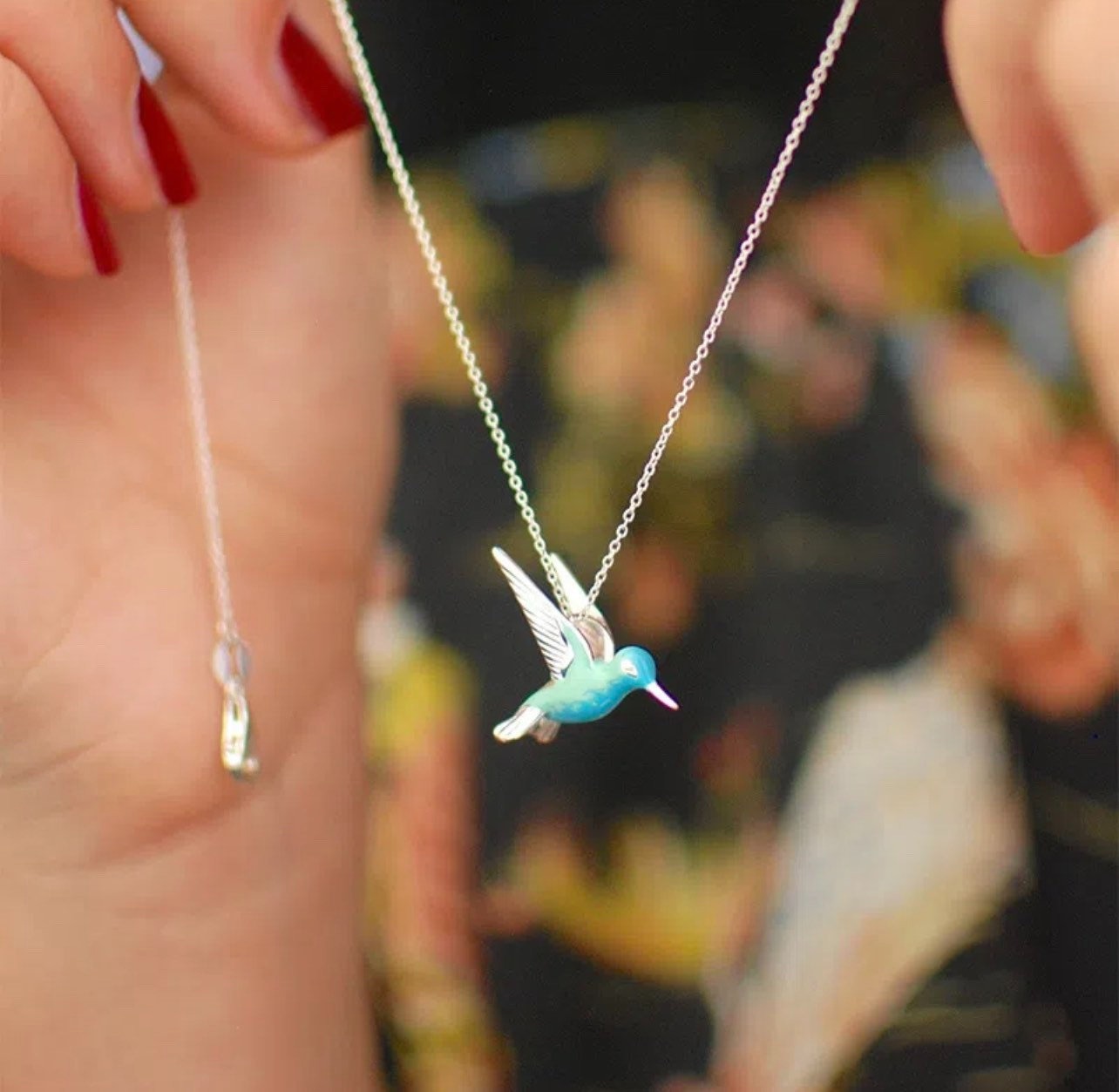 🔥HOT SALE🥳-Blue Hummingbird Pendant Necklace🕊