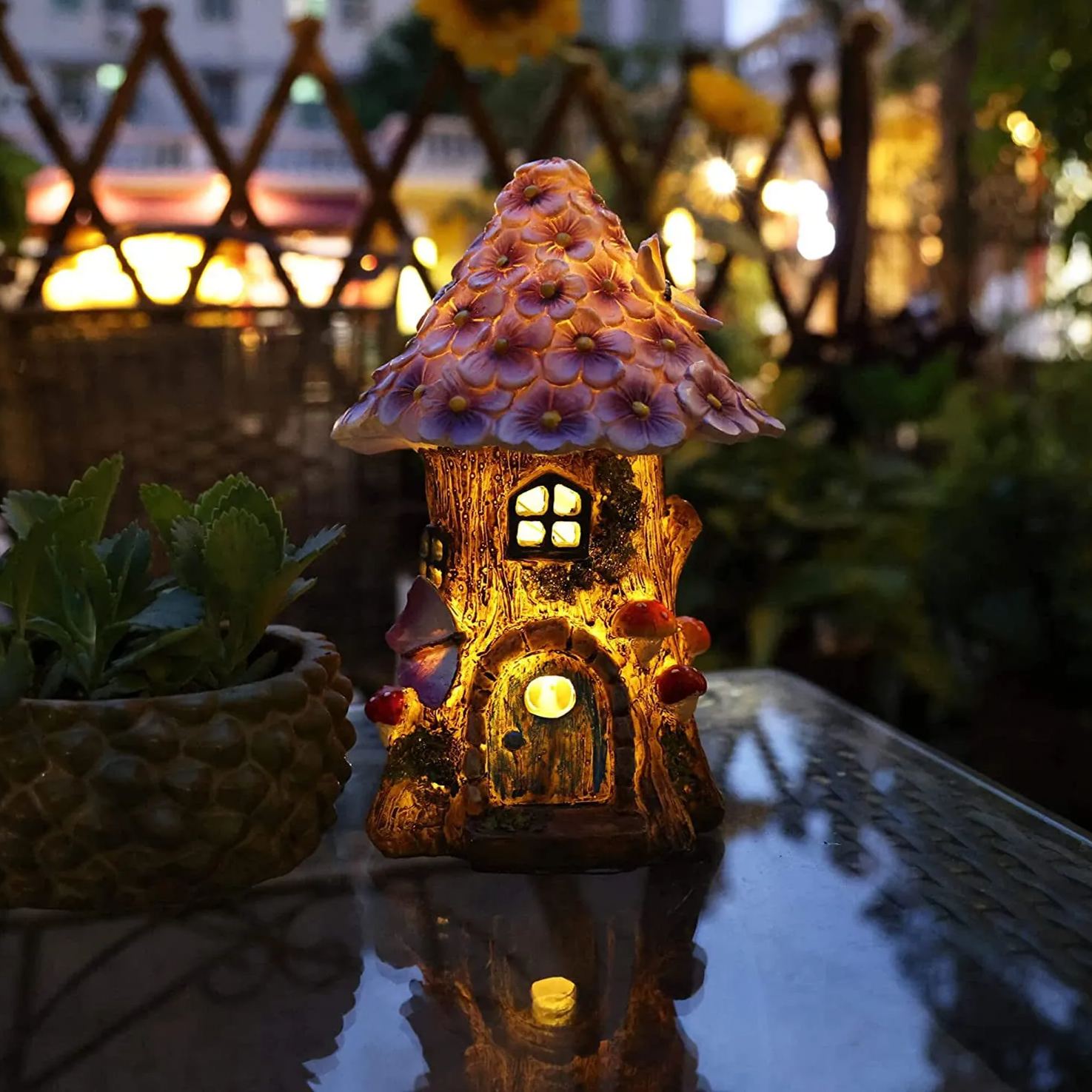 🧚‍Solar Lamp Resin Fairy Flower House Courtyard Decoration