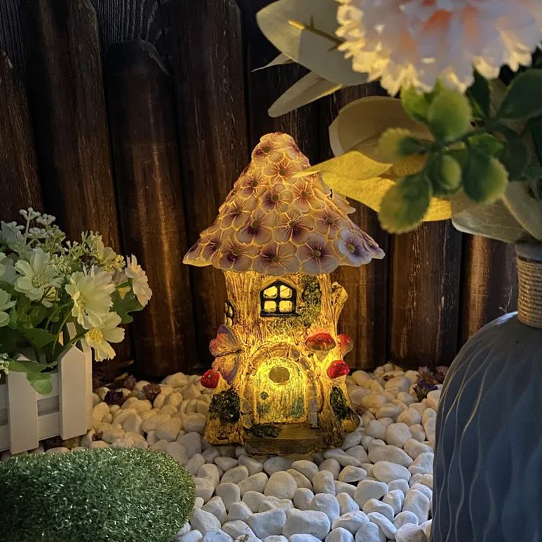 🧚‍Solar Lamp Resin Fairy Flower House Courtyard Decoration