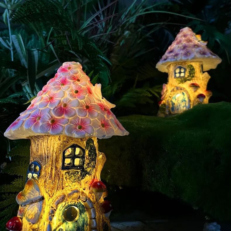 🧚‍Solar Resin Fairy Flower House Lamp Courtyard Decoration