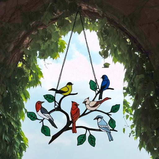 Birds Stained Glass Window Hangings