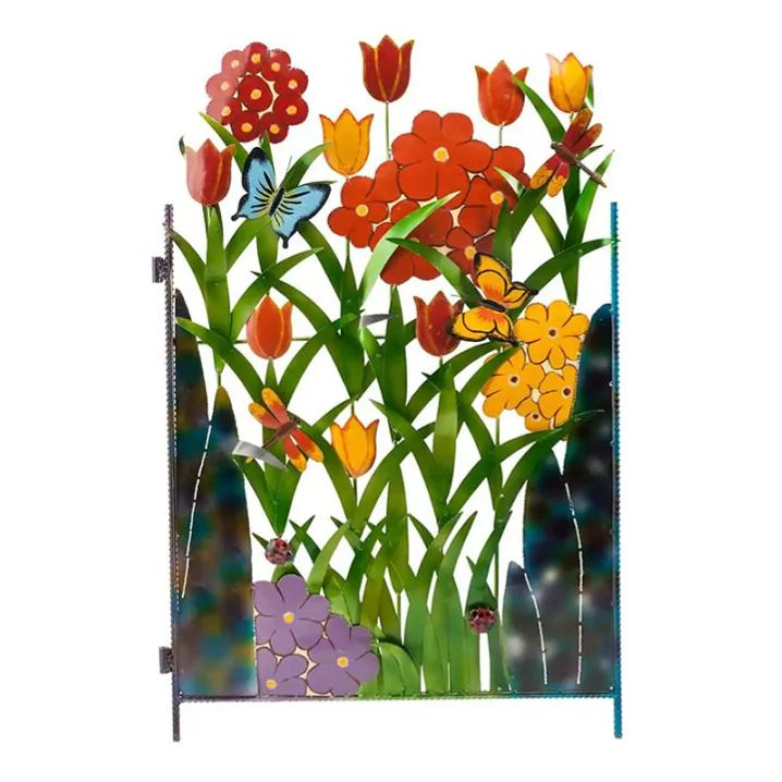 🔥School Season Hot Sale💐Colorful Metal 3-Panel Flower Garden Screen