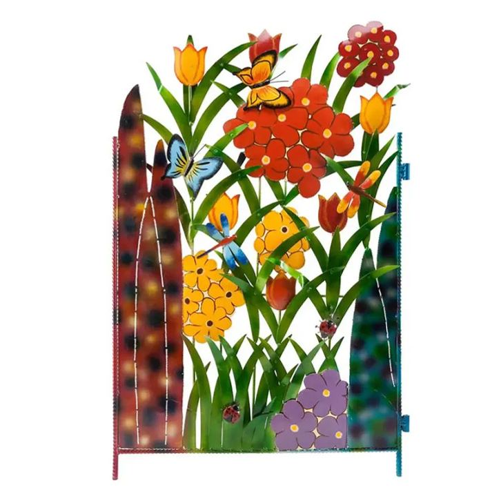 🔥School Season Hot Sale💐Colorful Metal 3-Panel Flower Garden Screen