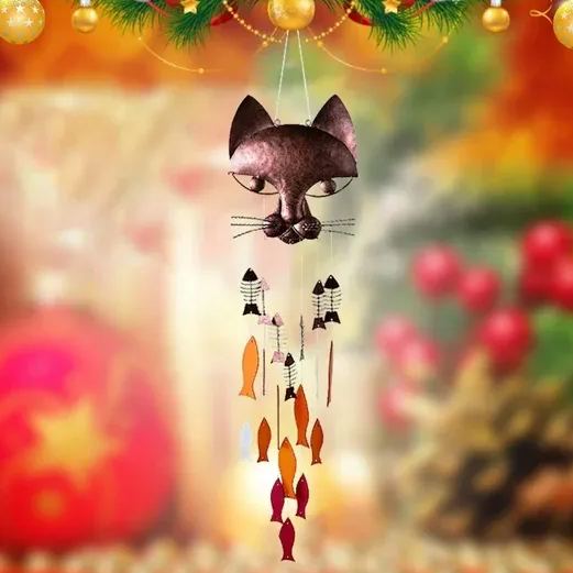 🔥School Season Hot Sale🎏Handcrafted Metal Cat&Fish Wind Chimes🎐