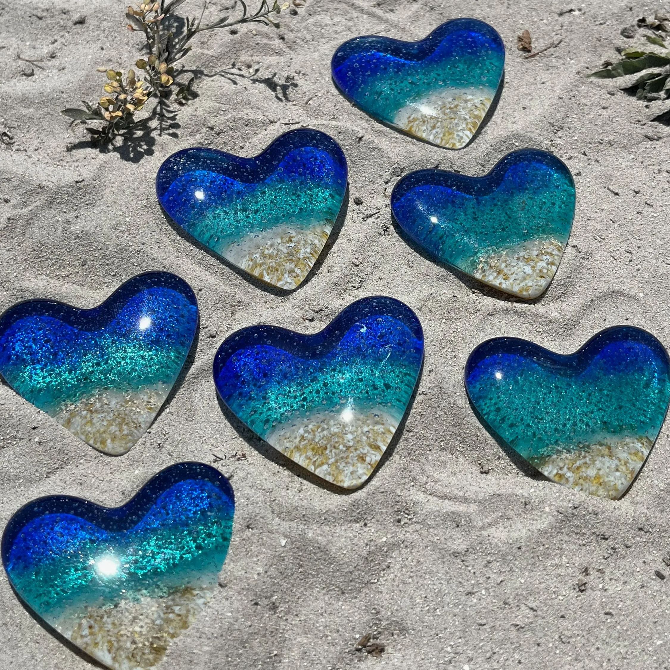 🌊Glass Heart, Fused Glass Pocket Heart