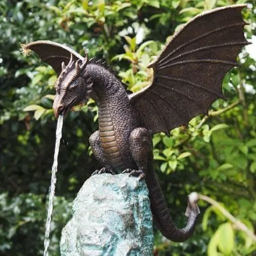 🦖Precision Casting Fire-breathing Dragon Sculpture Waterscape