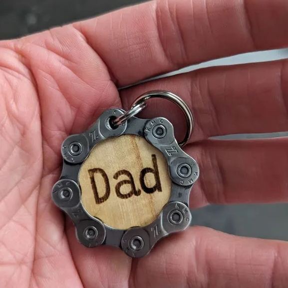 Engraved Wooden Bike Themed Keychain