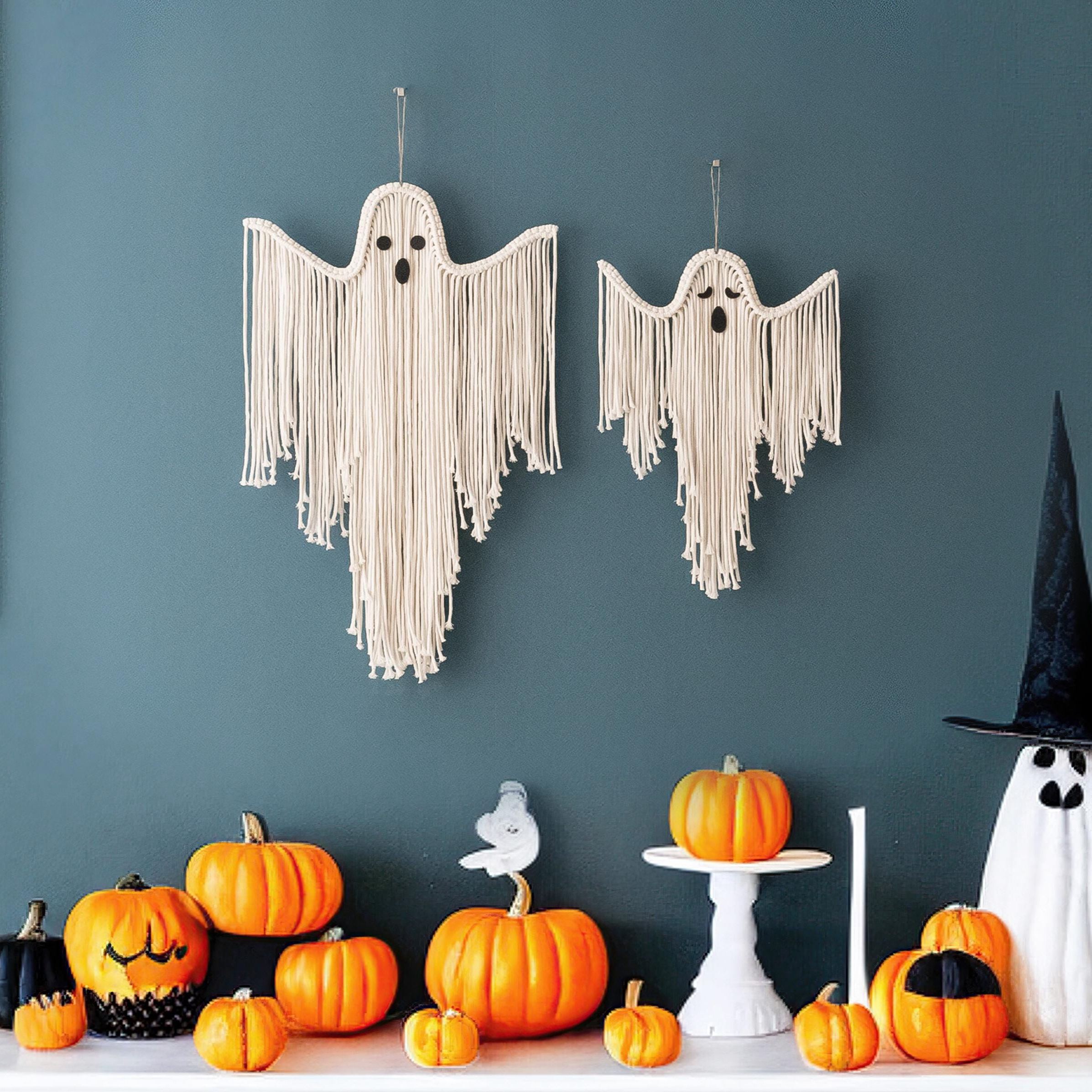 Halloween Macrame Ghost Spooky Wall Hanging for Gothic Decor