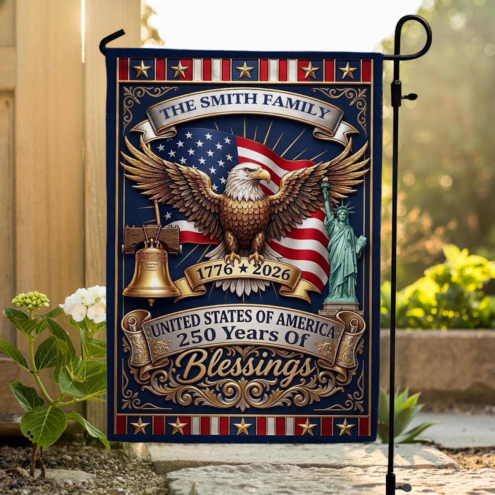Personalized America 250th Anniversary Garden Flag