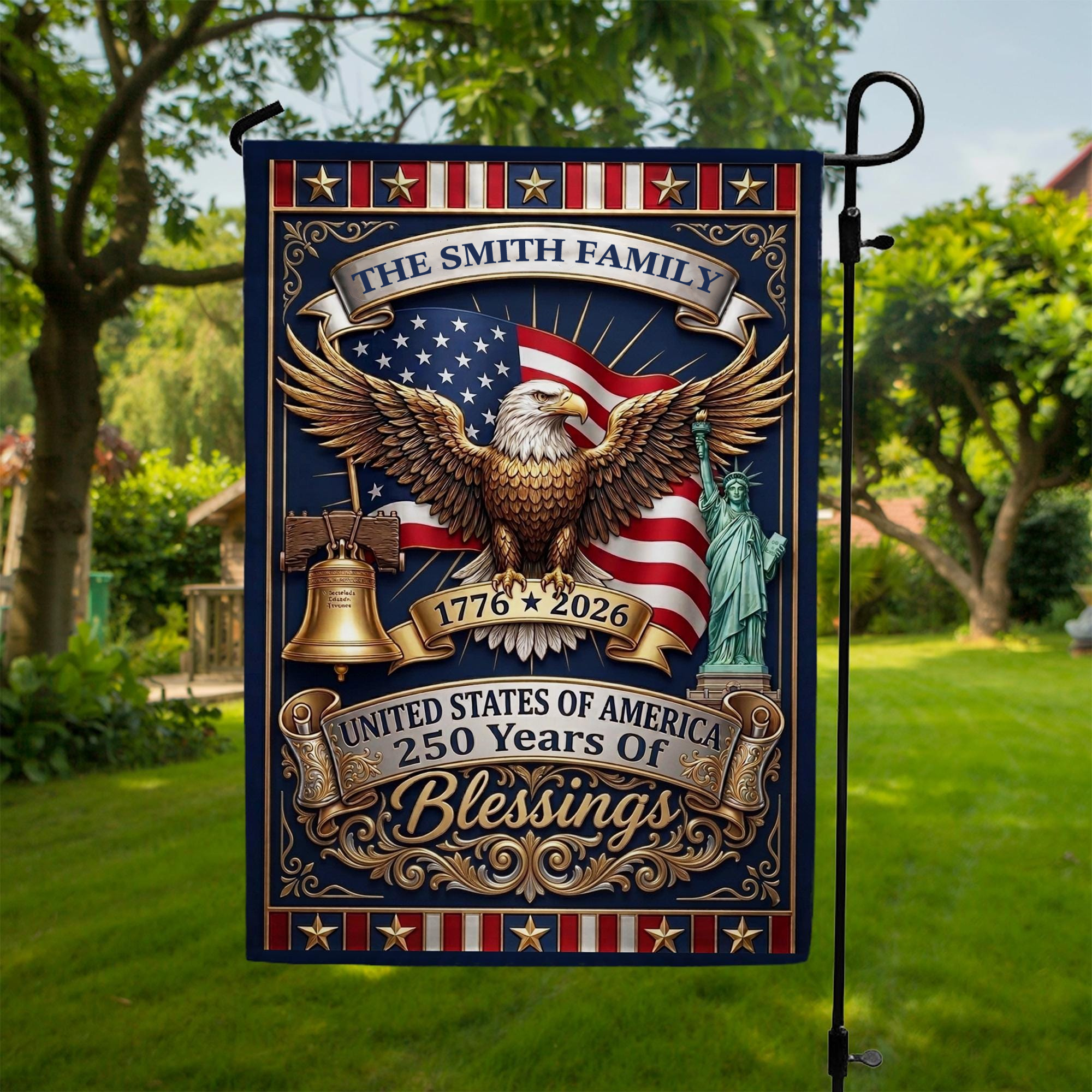 Personalized America 250th Anniversary Garden Flag