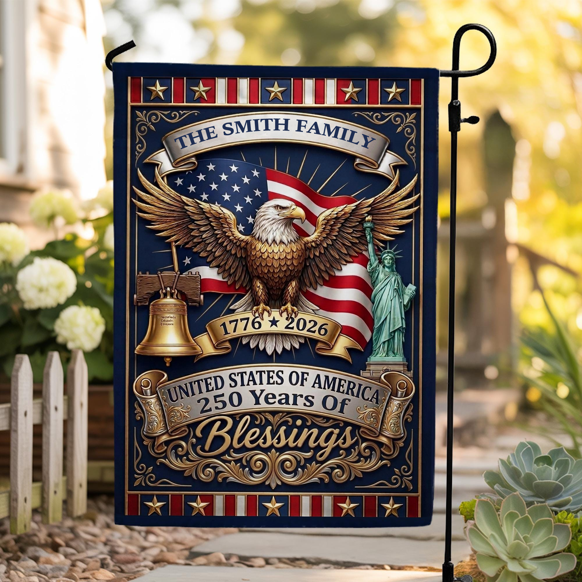 Personalized America 250th Anniversary Garden Flag