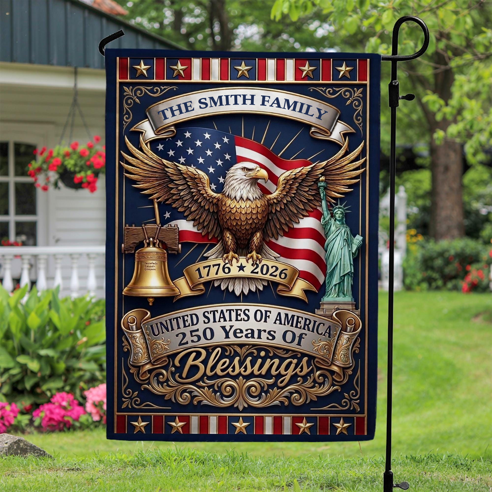 Personalized America 250th Anniversary Garden Flag