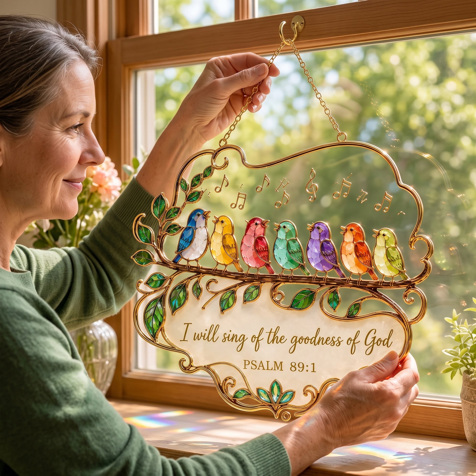 Psalm 89:1 Songbird Window Hanging Suncatcher 🐦🌈