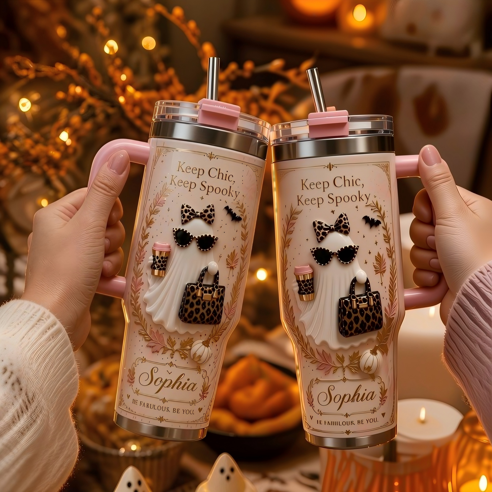 Personalized Keep Chic Keep Spooky Ghost Tumbler 👻🐆