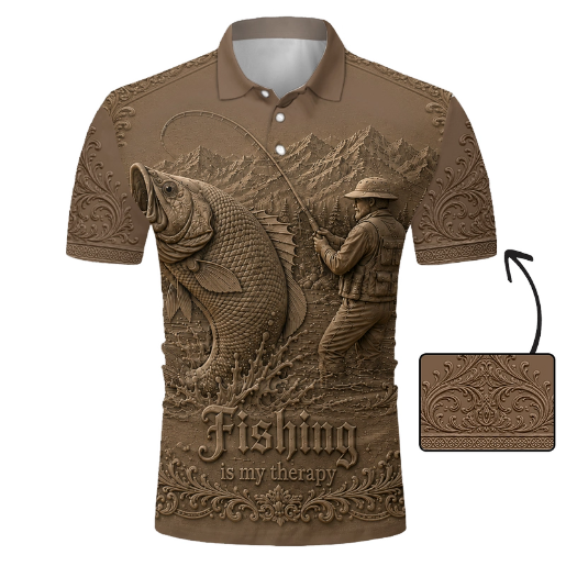 Love Fishing, Fishing Is My Therapy - Personalized Fishing Polo Shirt