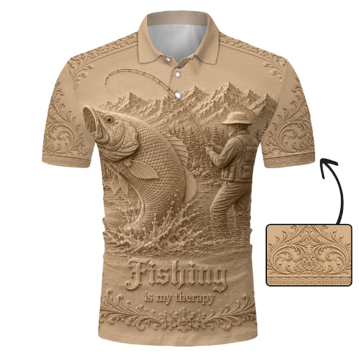Love Fishing, Fishing Is My Therapy - Personalized Fishing Polo Shirt
