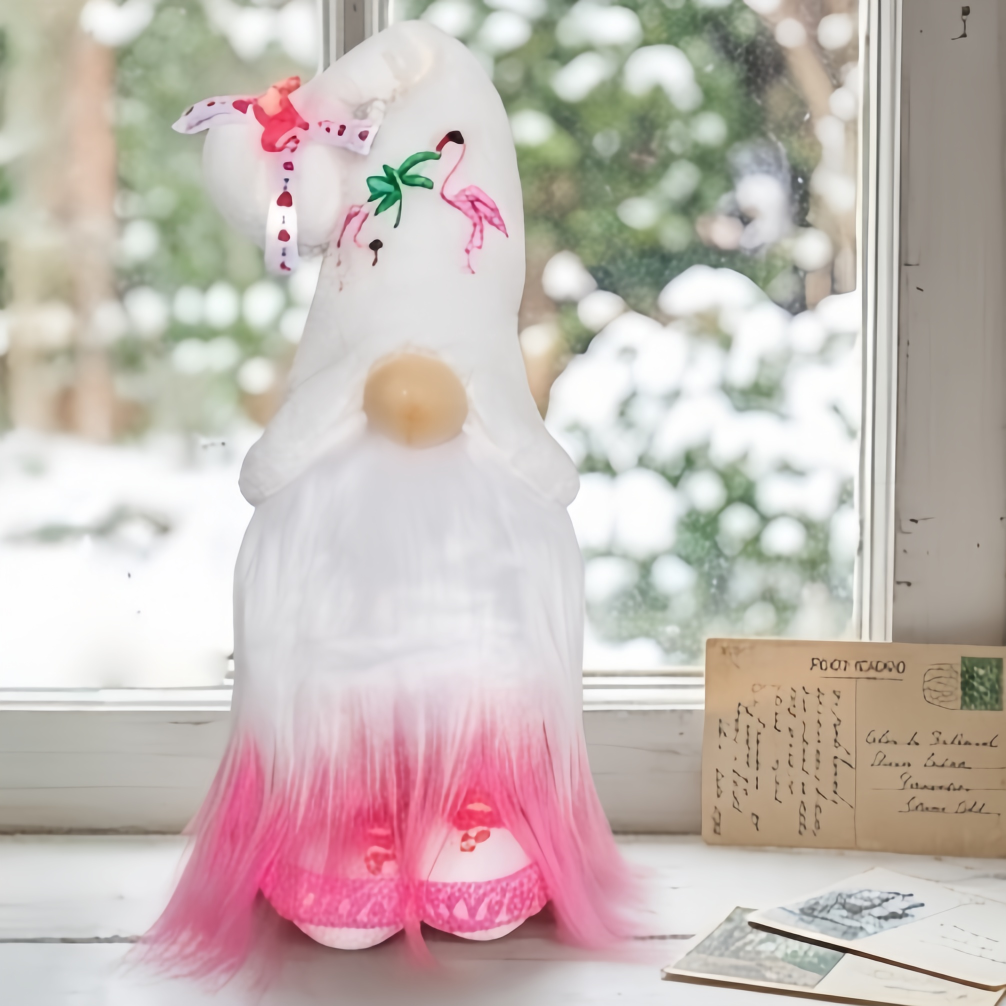 Flamingo Gnome --Tiered Tray Gnome (12inches)