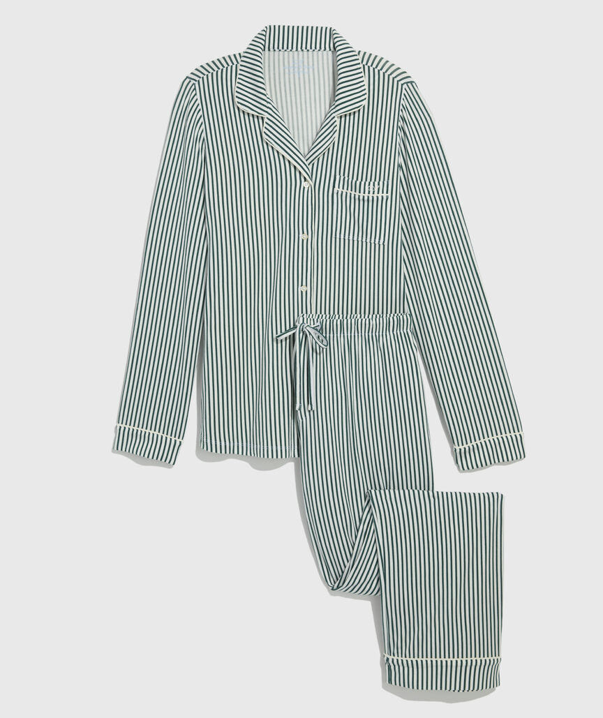 Green Marsh Striped Cozy Pajama Set