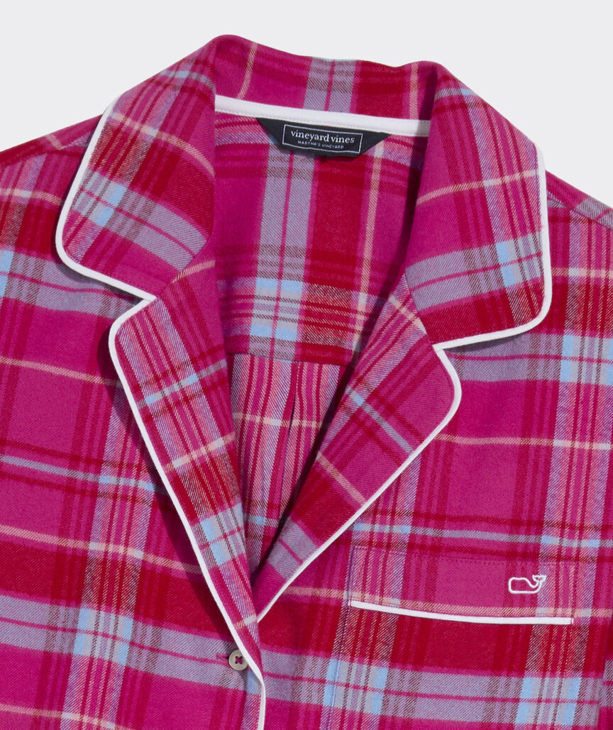 Party Plaid Lipstick Warm Flannel Sleepwear Set