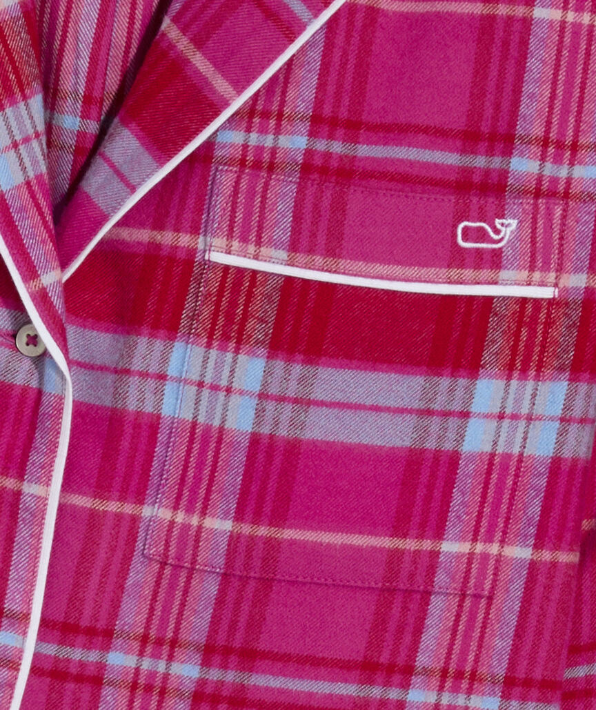 Party Plaid Lipstick Warm Flannel Sleepwear Set