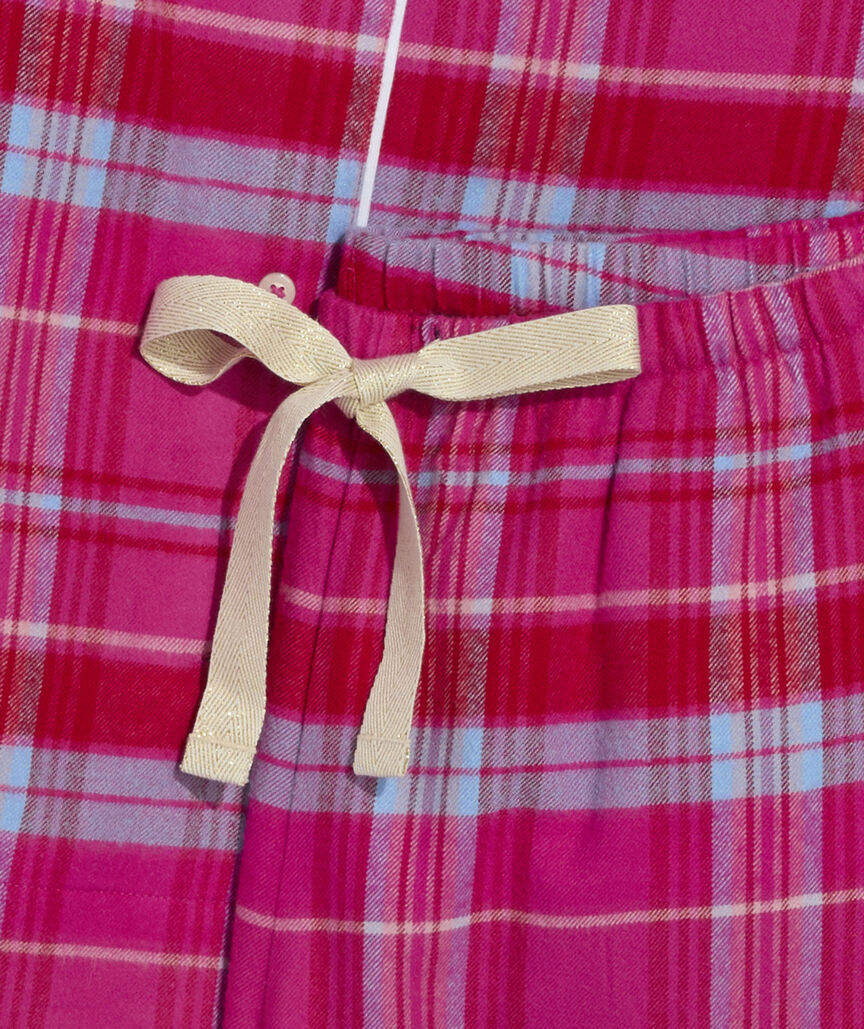 Party Plaid Lipstick Warm Flannel Sleepwear Set