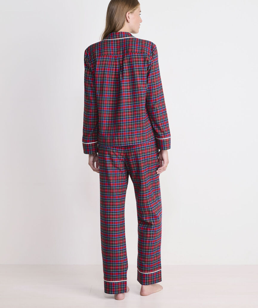 Yuletide Red Tartan Holiday Flannel Pajama Set