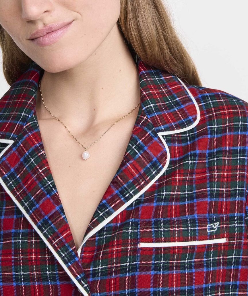 Yuletide Red Tartan Holiday Flannel Pajama Set