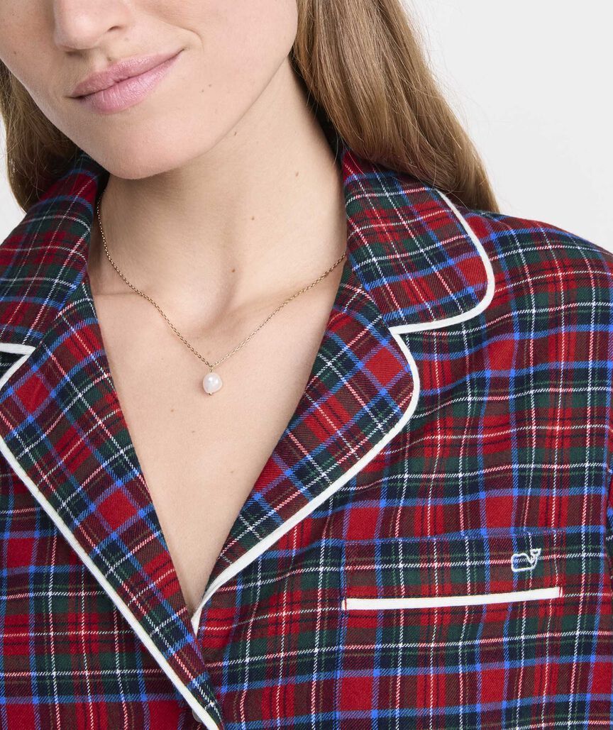 Yuletide Red Tartan Holiday Flannel Pajama Set