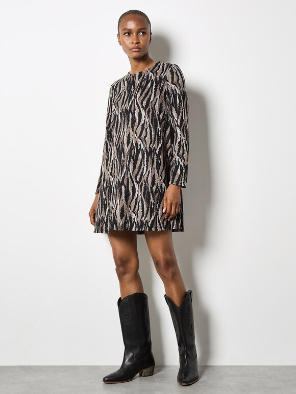 Zebra Knit Swing Mini Dress