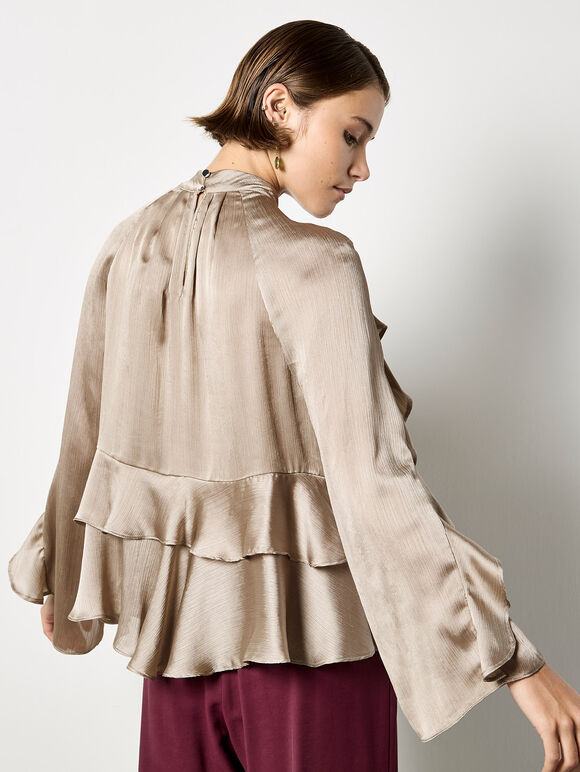 Ruffle Crinkle Satin Top
