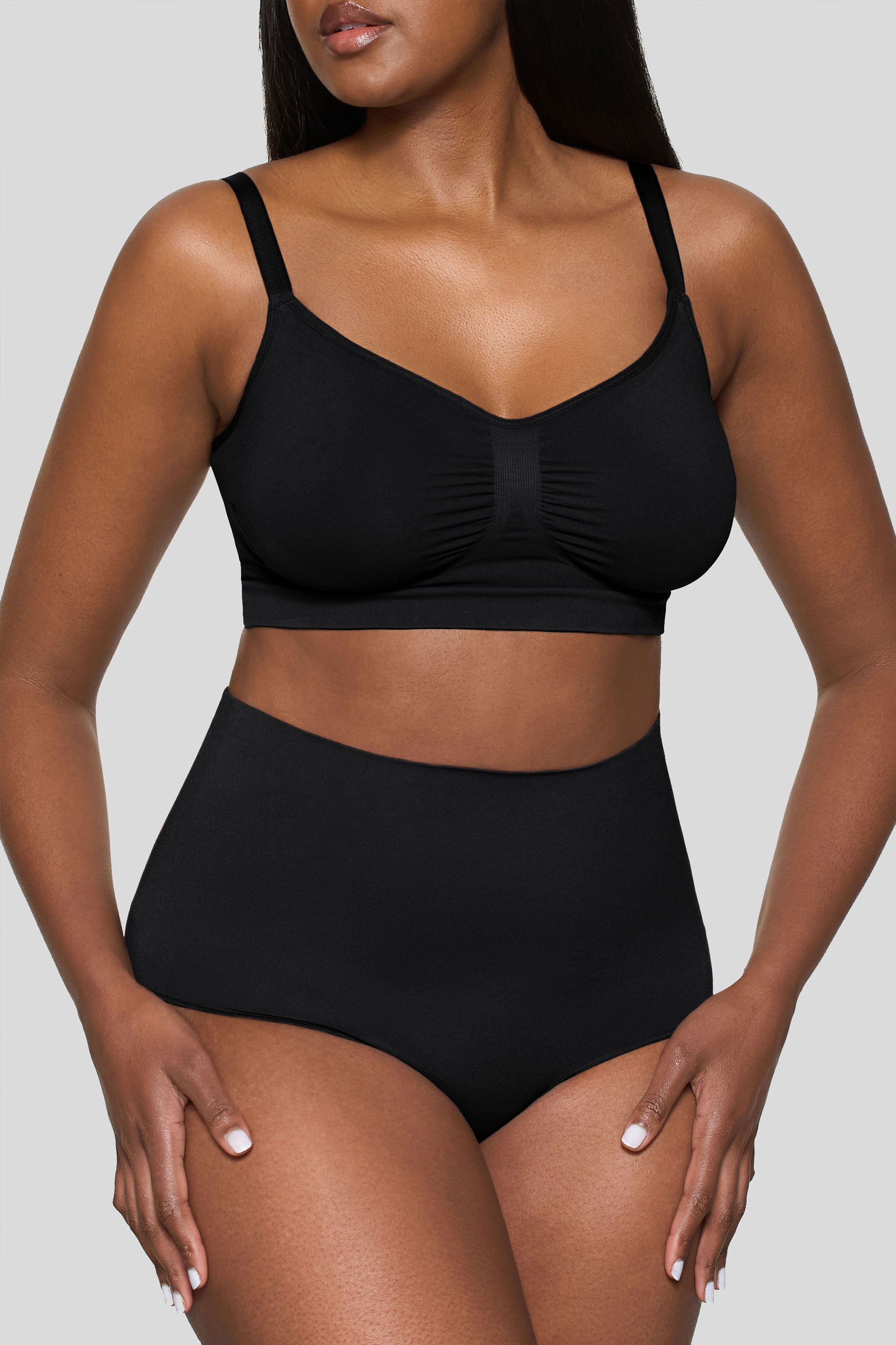 Black Short-Waisted Thong Shapewear