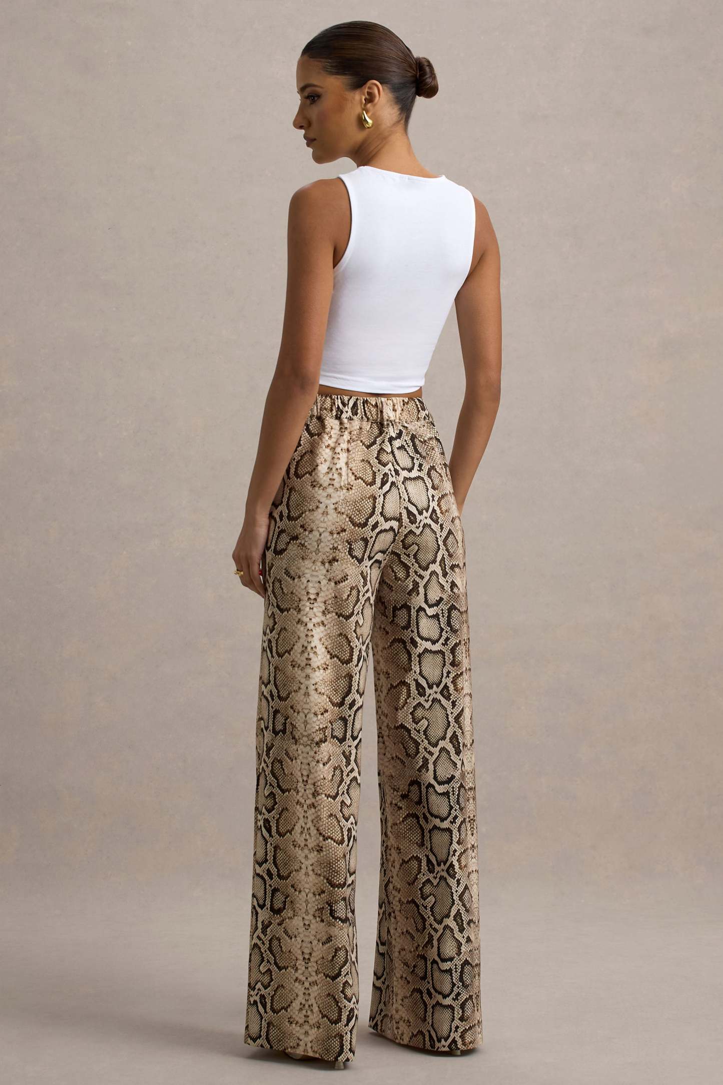 Shaniya | Snake Print Wide-Leg Trousers