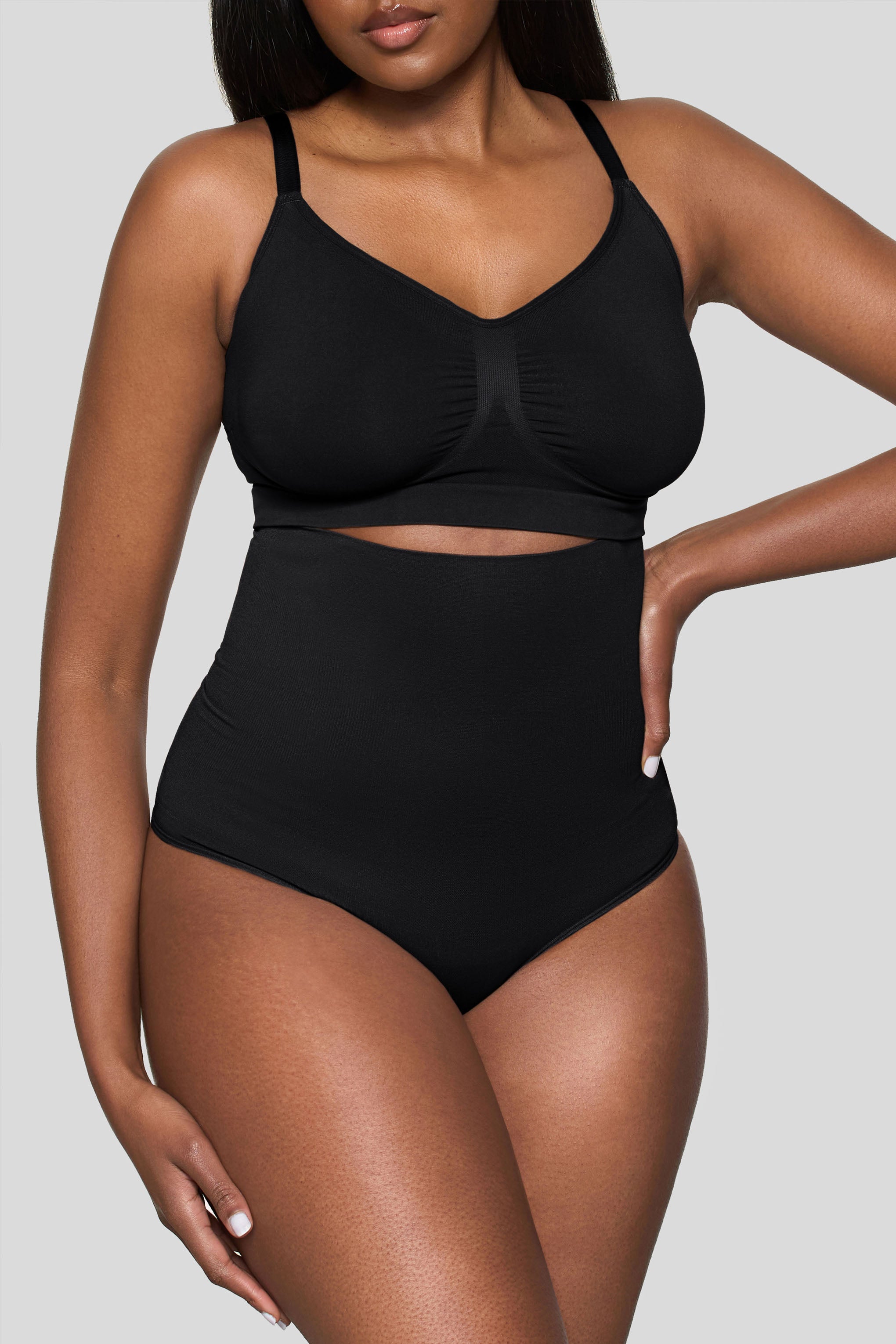 Black High-Waisted Thong Shapewear