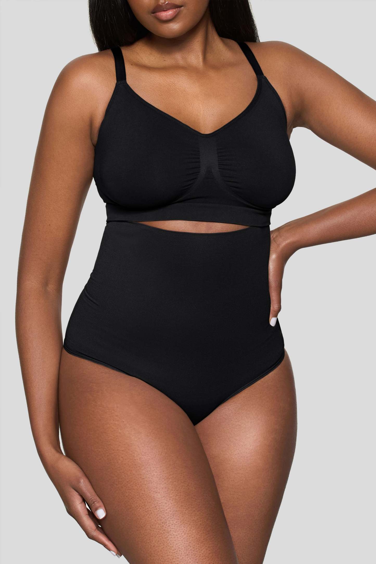 Black High-Waisted Thong Shapewear