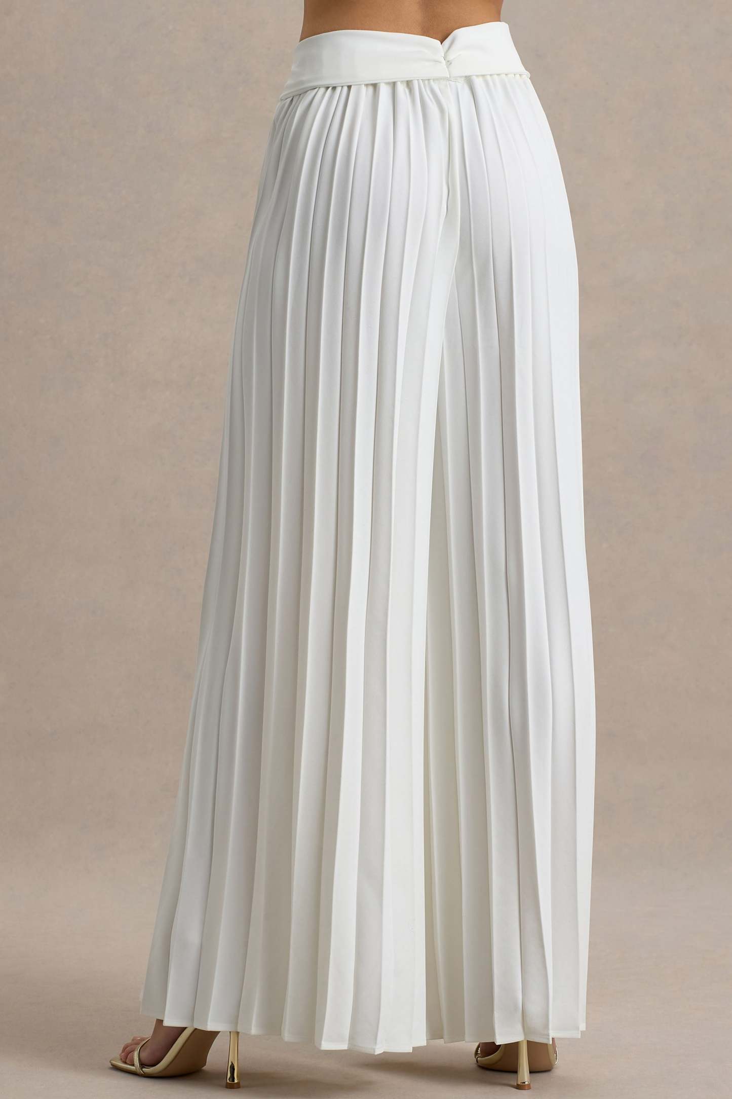 Eclipse | Cream Pleated Wide-Leg Trousers