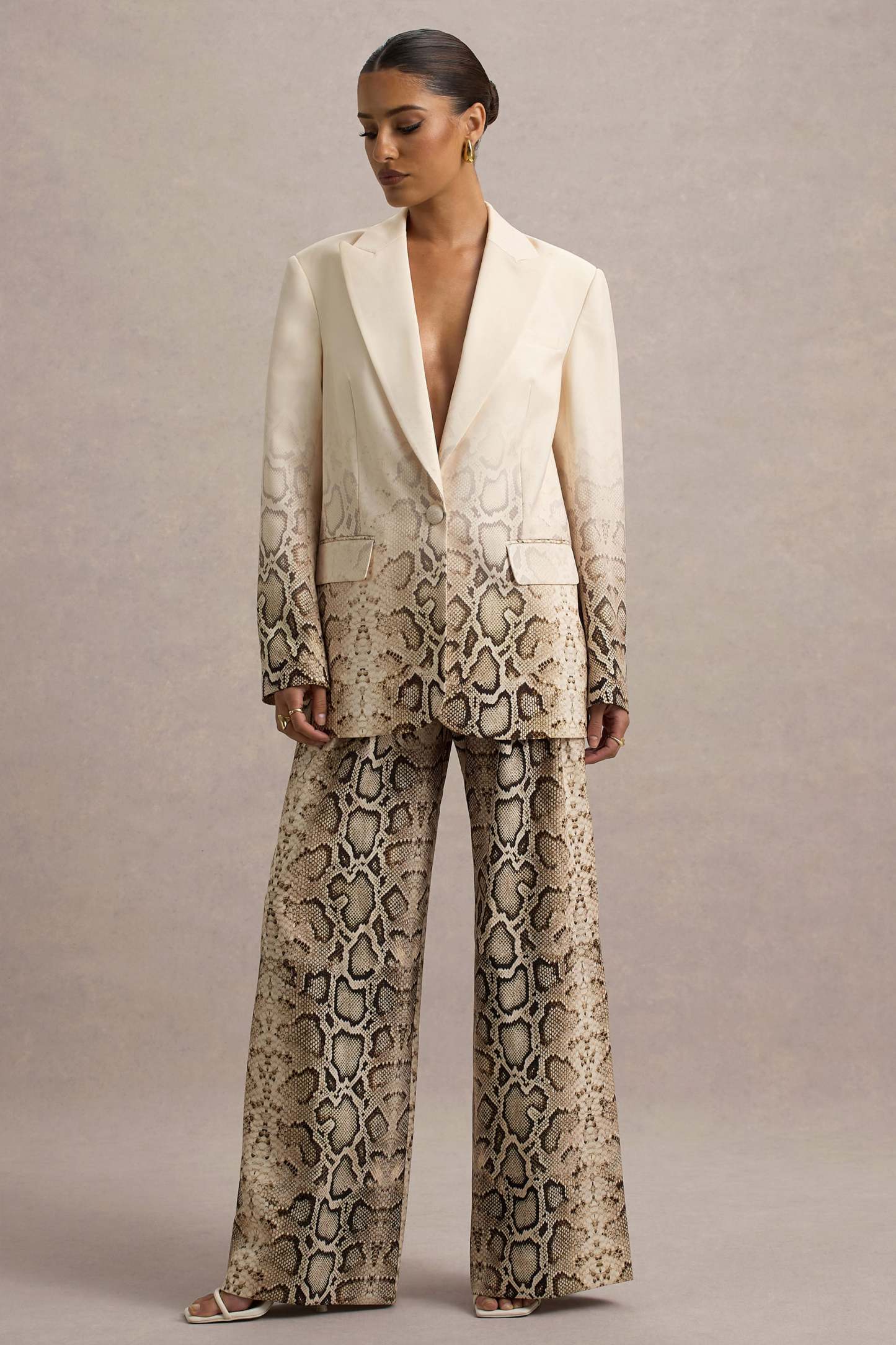 Shaniya | Snake Print Wide-Leg Trousers