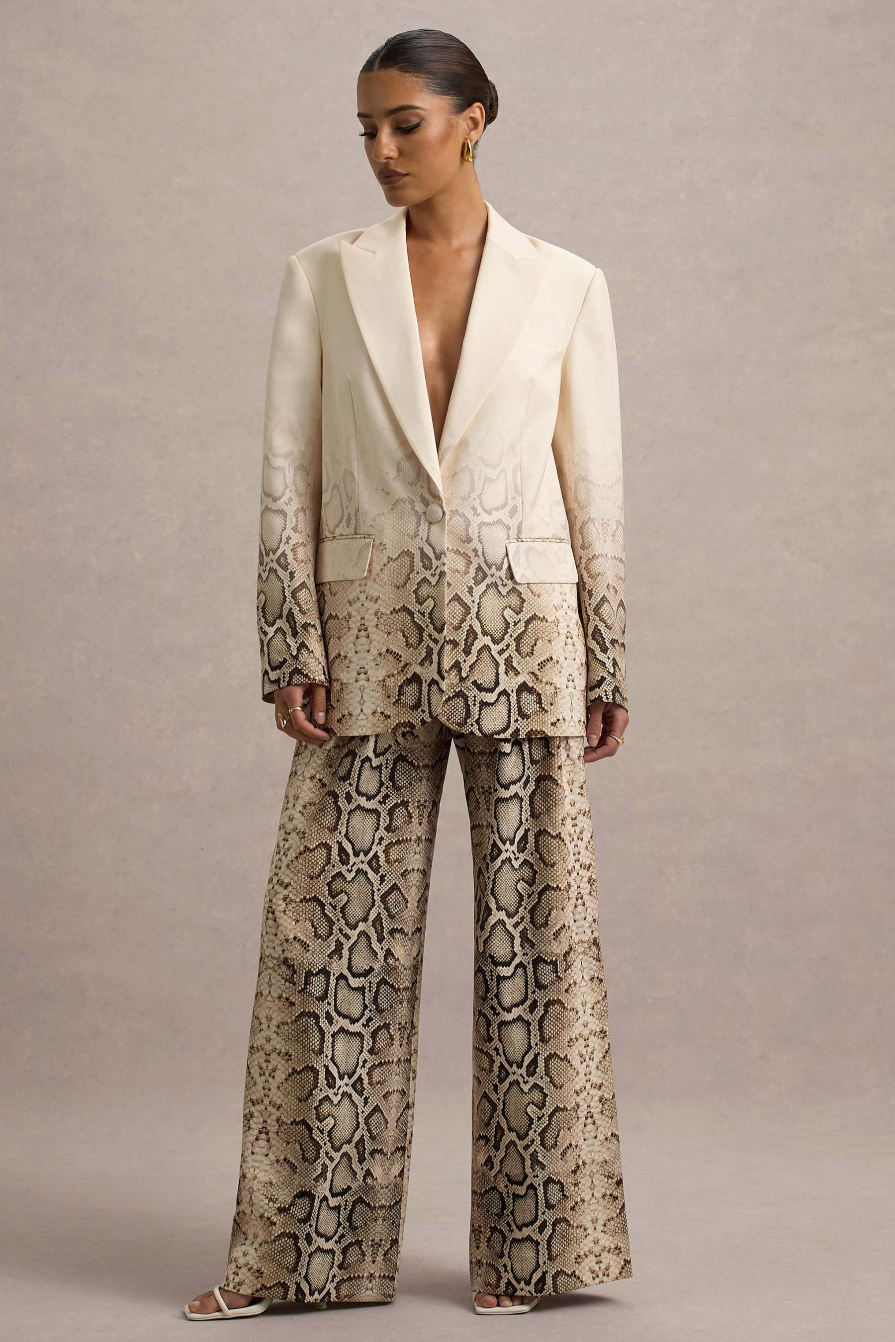 Shaniya | Snake Print Wide-Leg Trousers