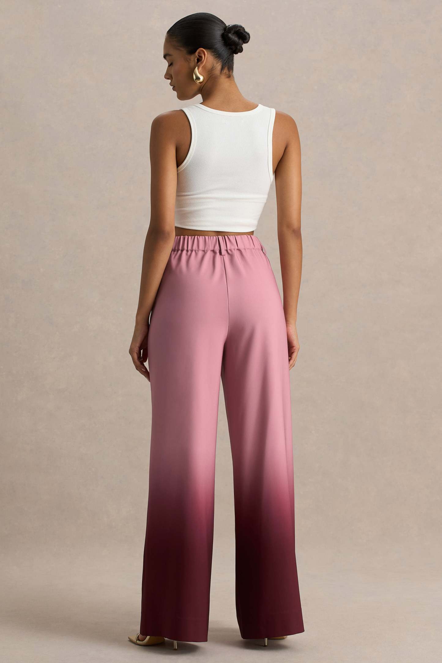 Cherry Ombre Satin Wide-Leg Trousers