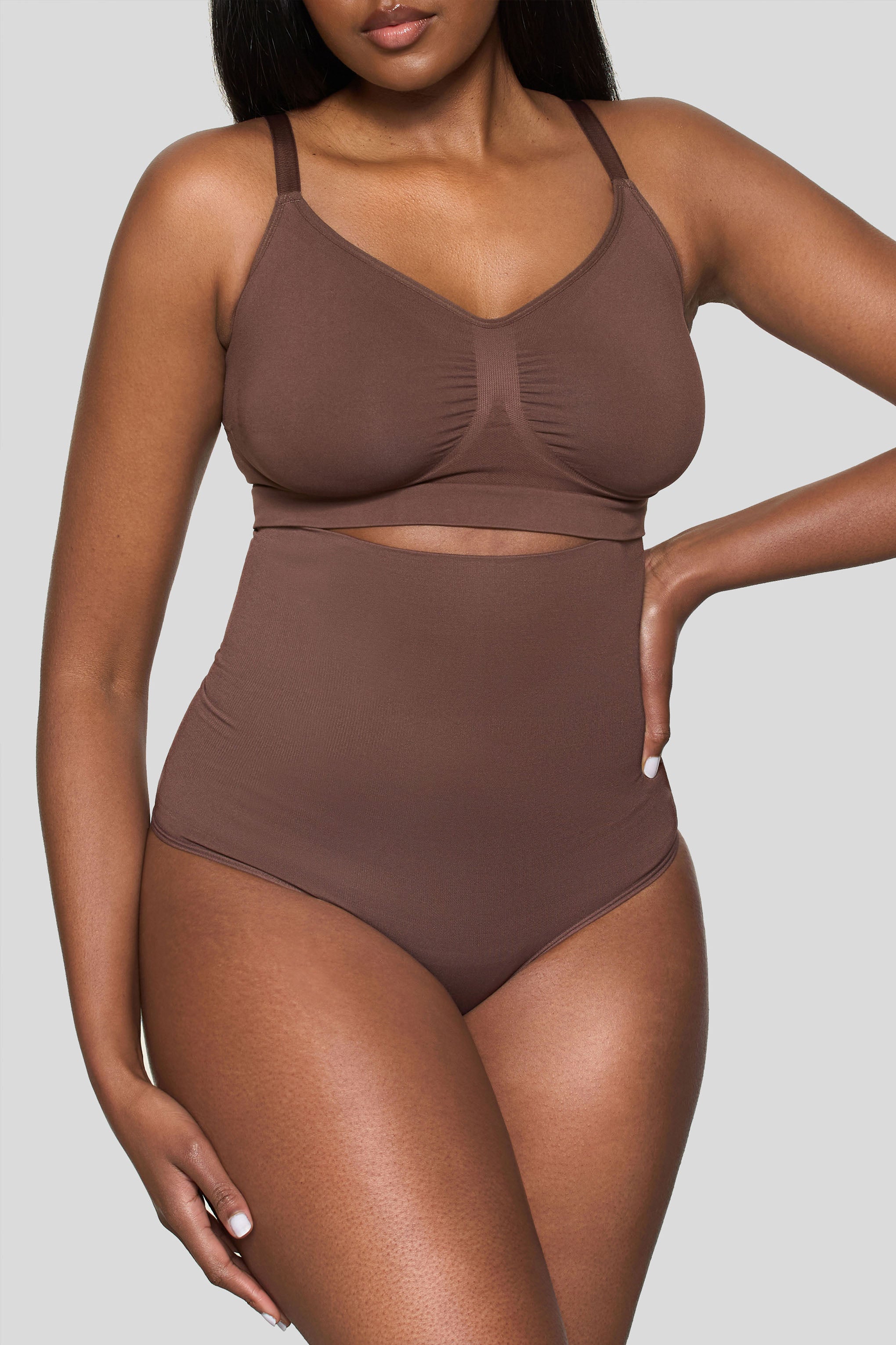Cocoa High-Waisted Thong Shapewear