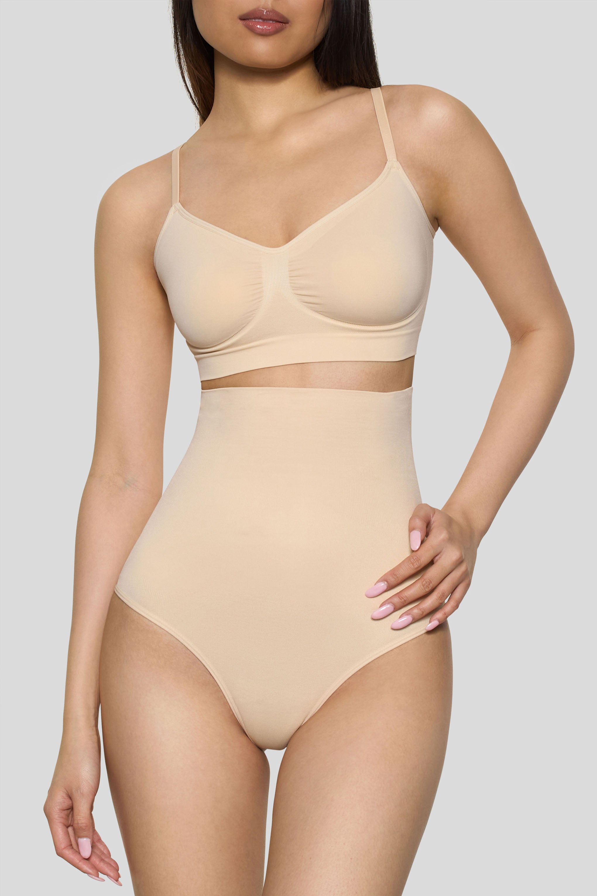 Sand High-Waisted Thong Shapewear