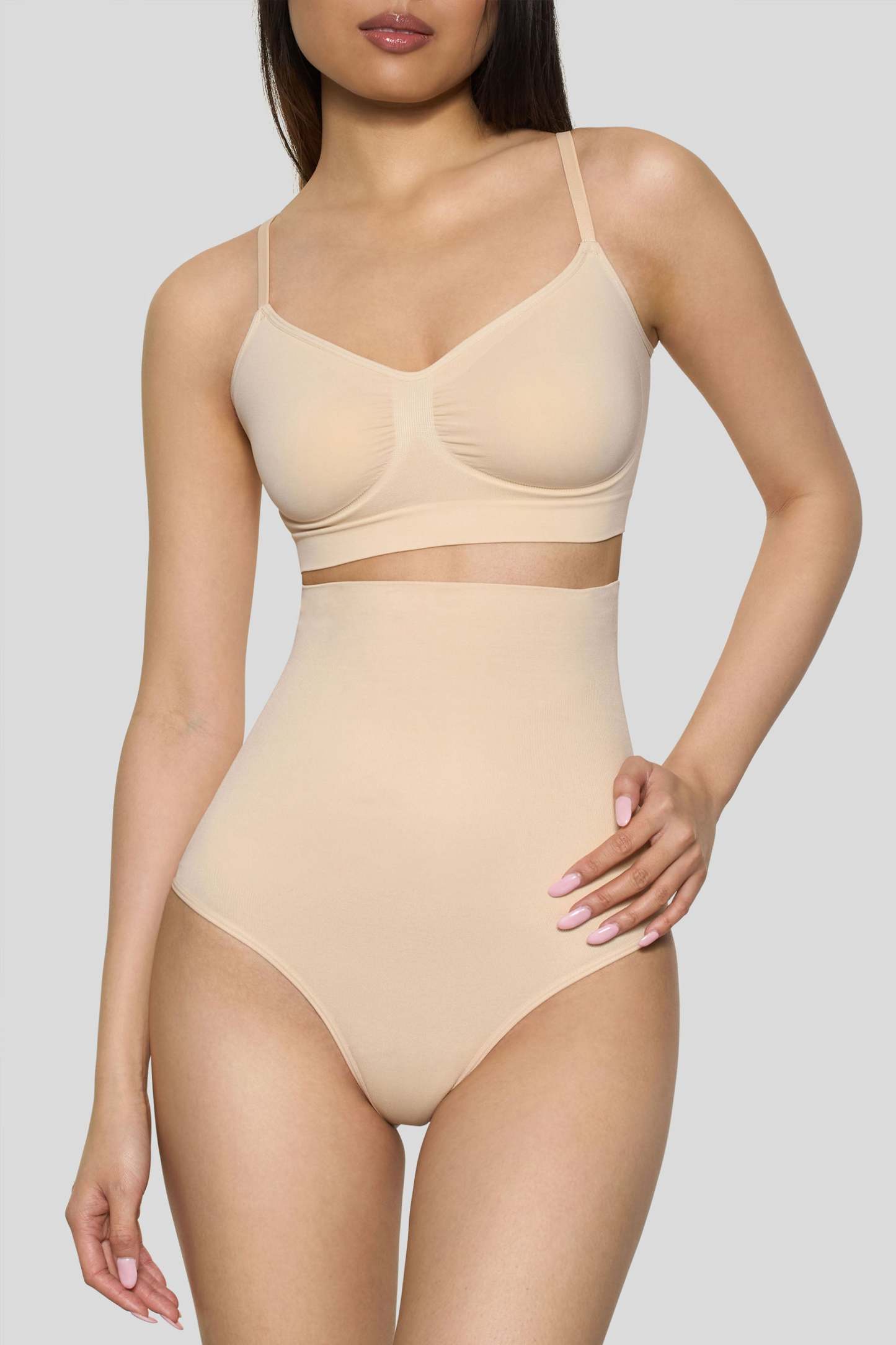 Sand High-Waisted Thong Shapewear