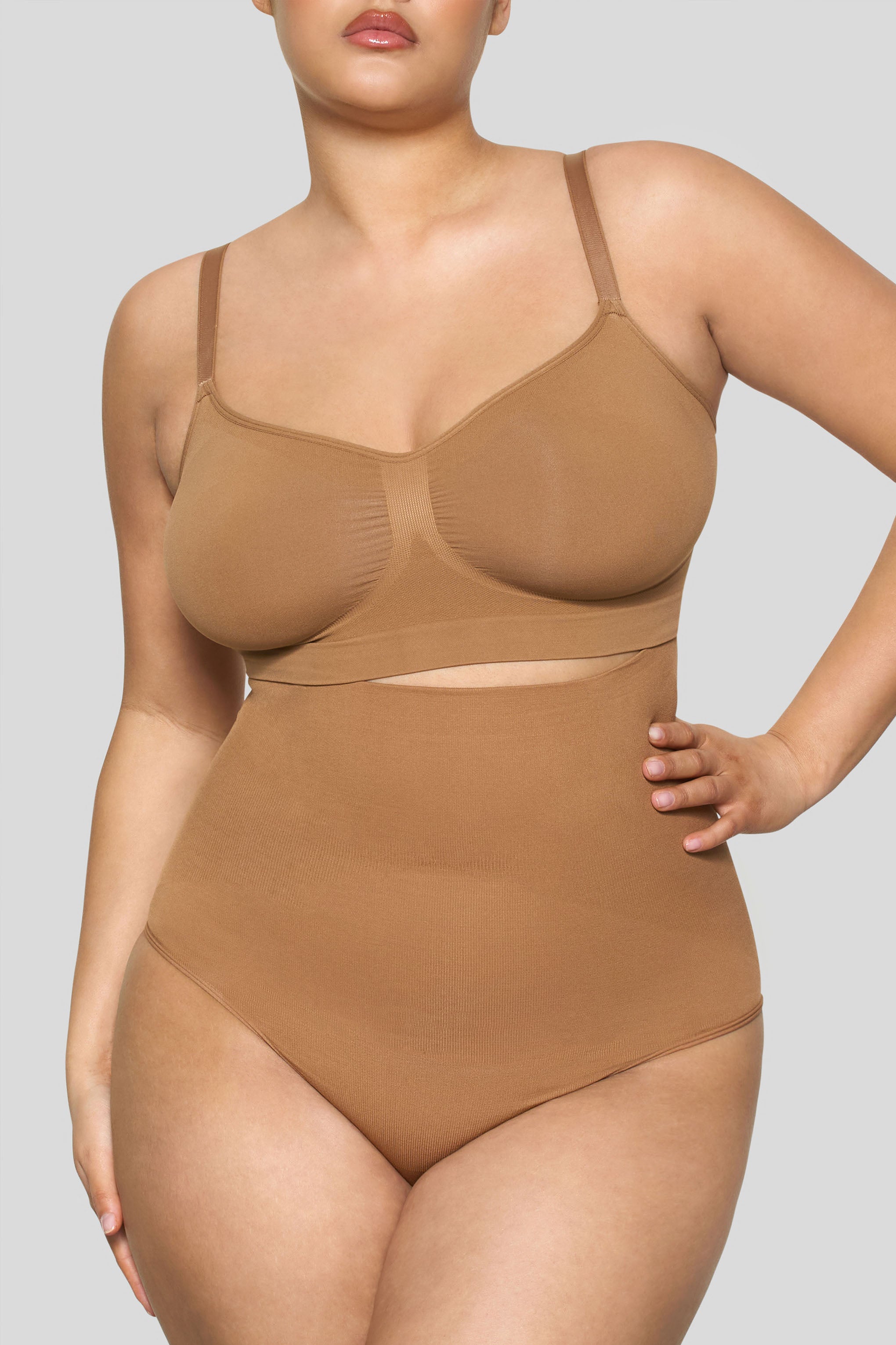 Caramel High-Waisted Thong Shapewear