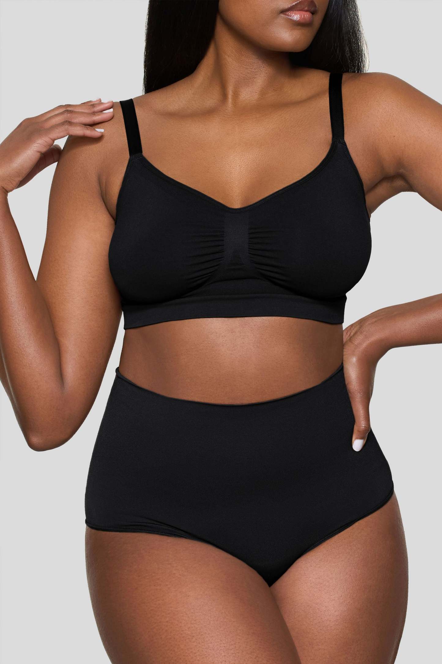 Black Short-Waisted Thong Shapewear