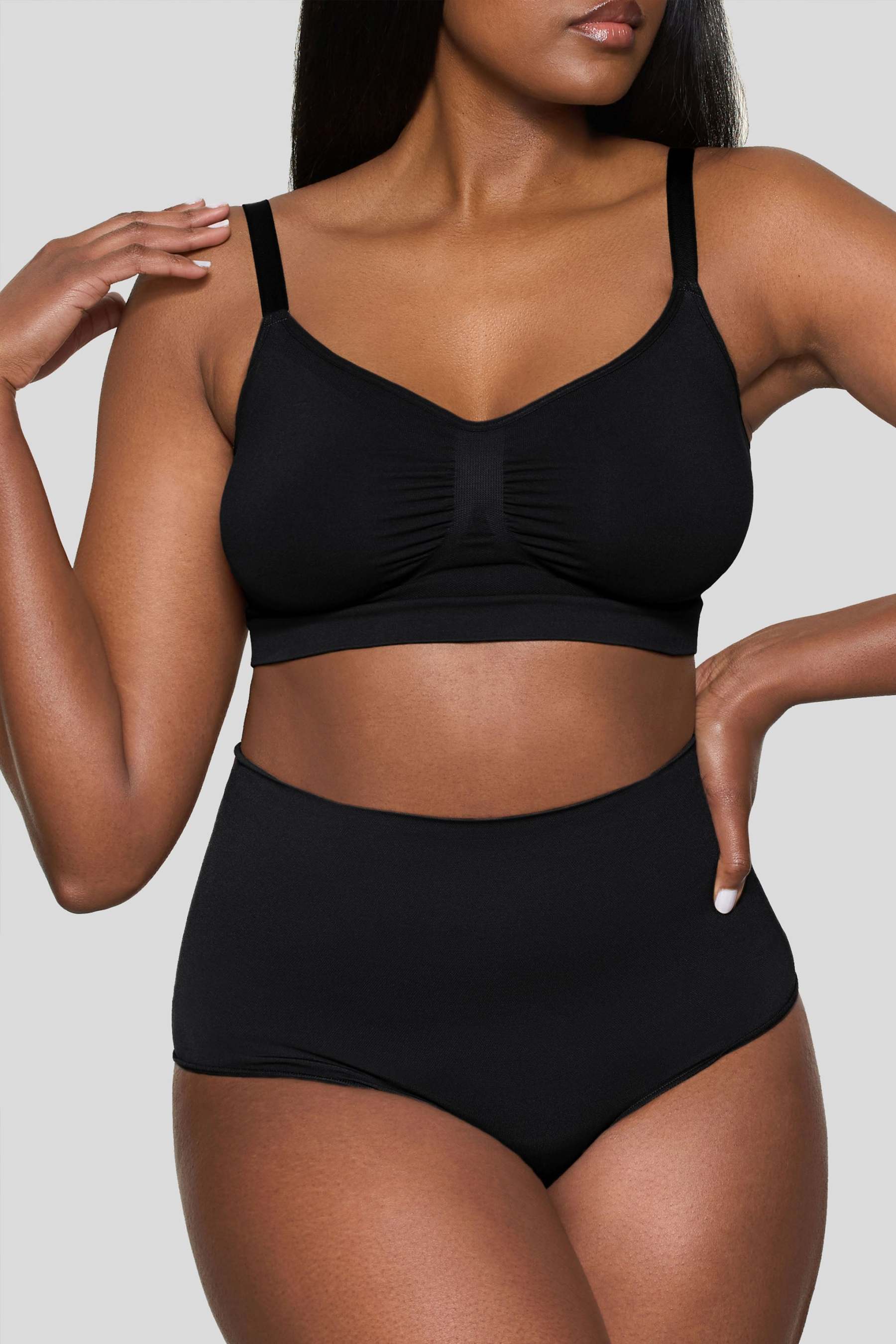 Black Short-Waisted Thong Shapewear