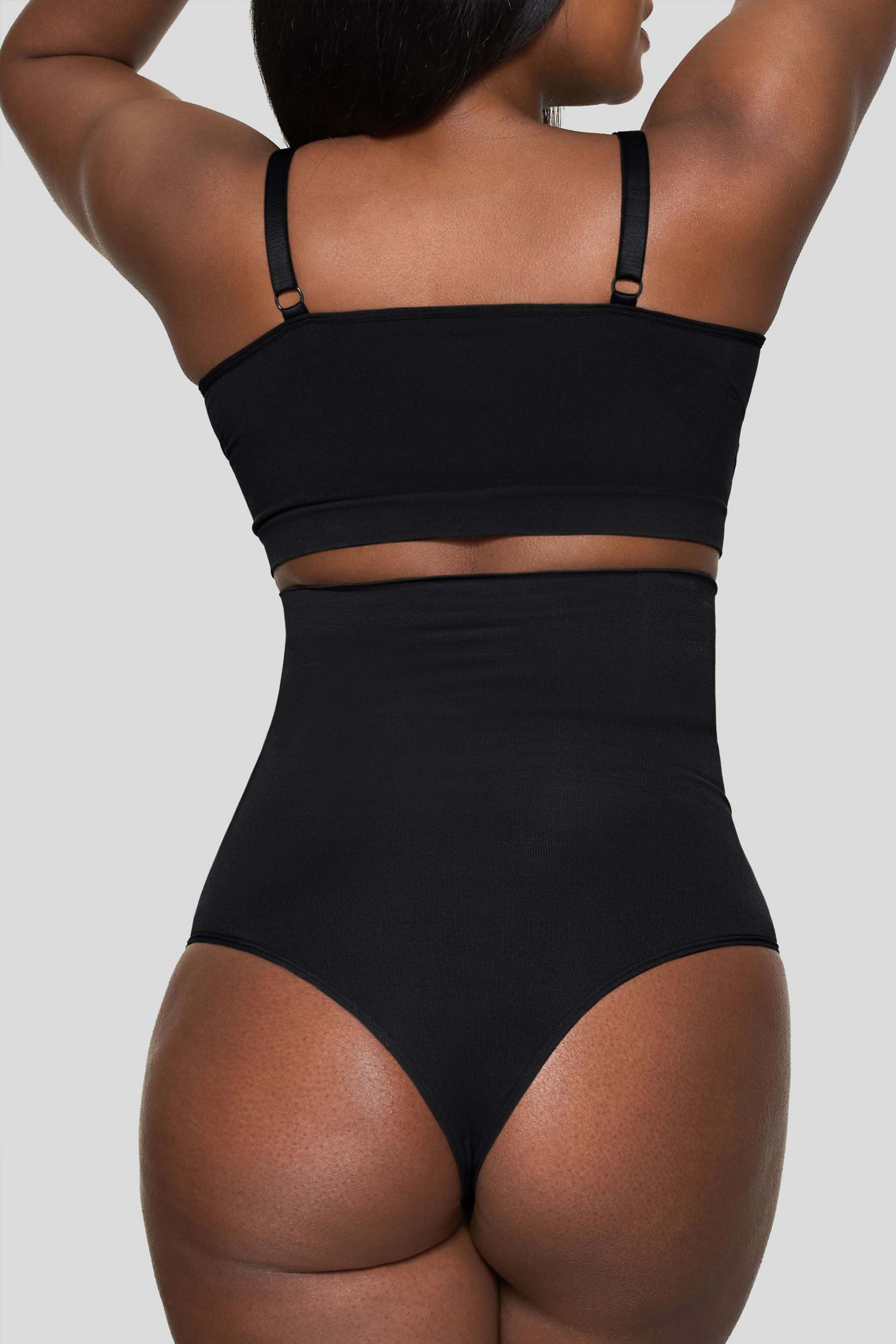 Black High-Waisted Thong Shapewear